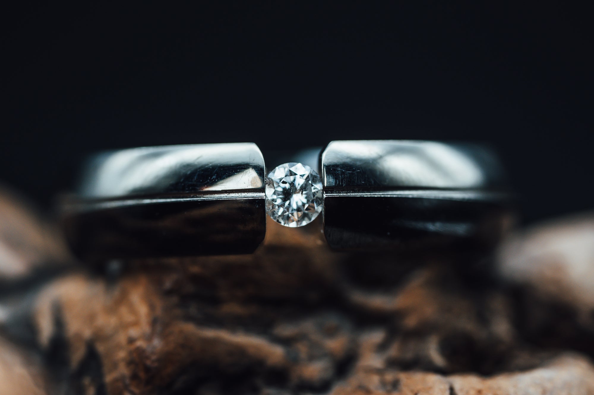 Titanium Tension Set Diamond Ring