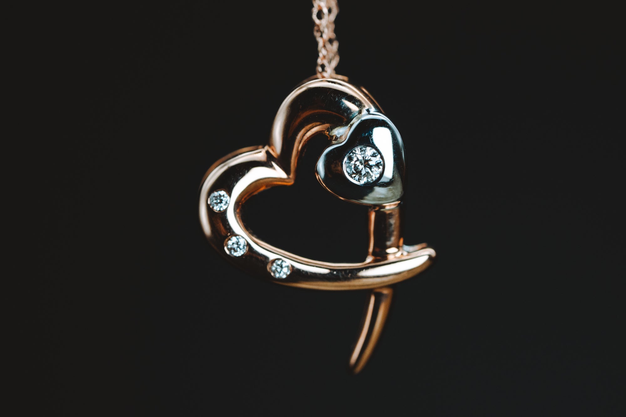 14k Two-Tone Diamond Heart Pendant