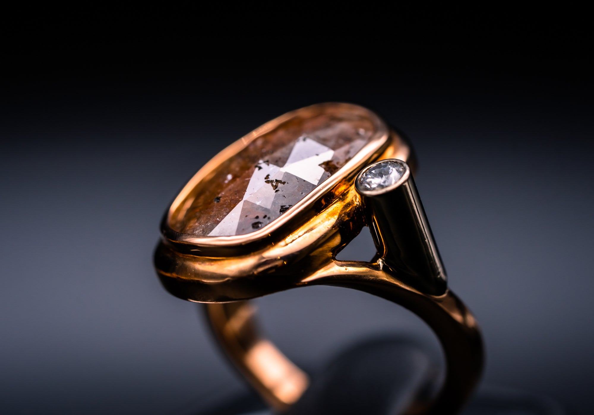 14k Rose Gold Raw Diamond Ring