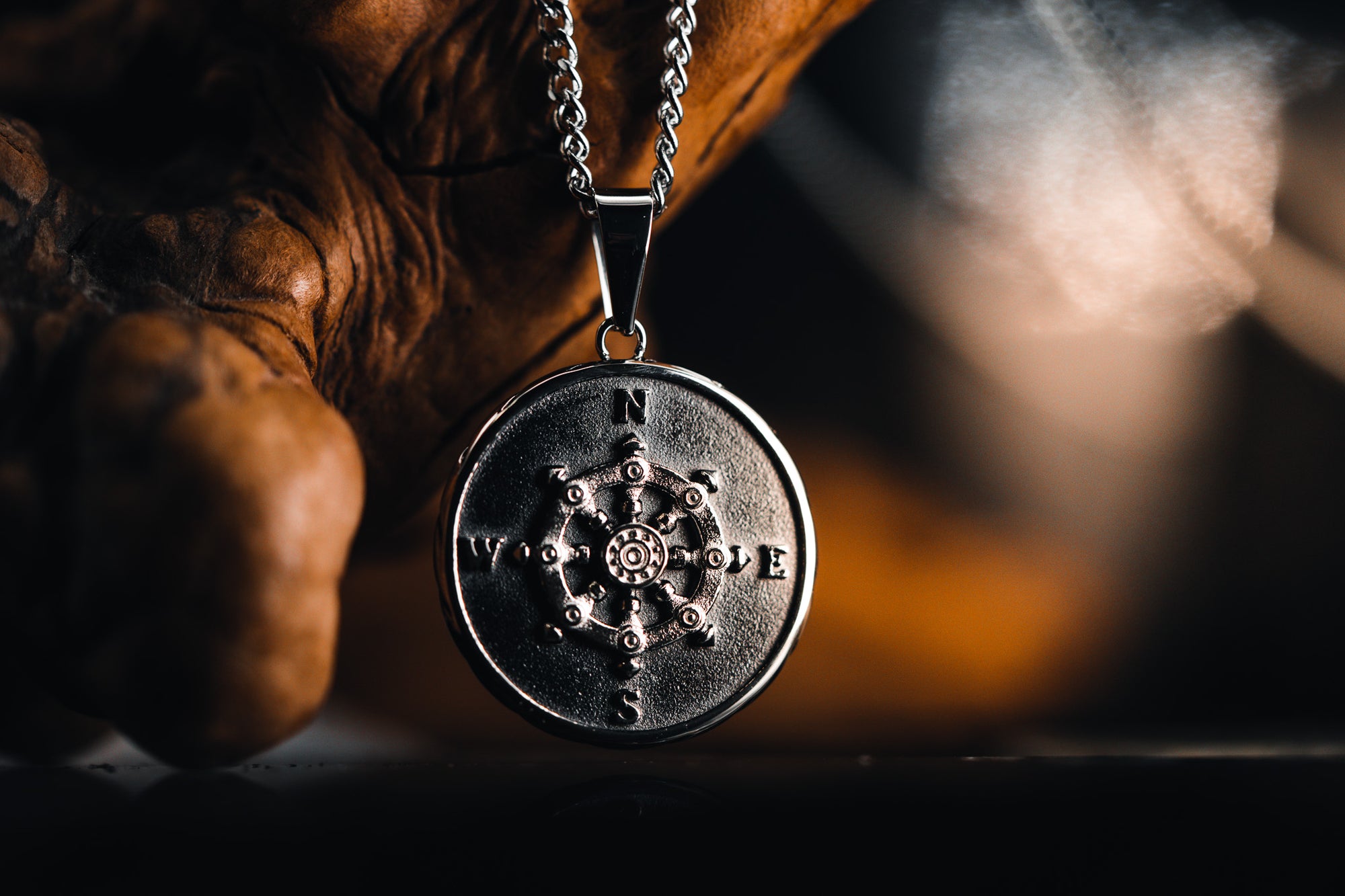 Stainless Steel Compass Pendant