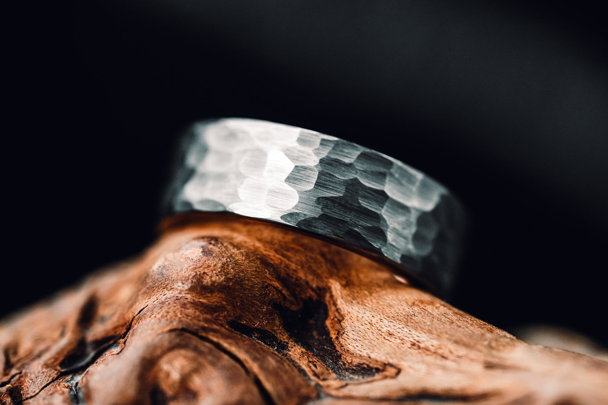 Tungsten Ring with a Hammered Finish
