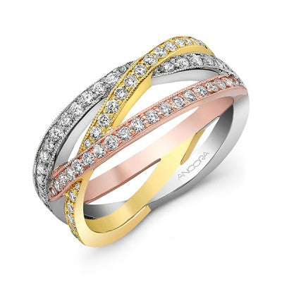 14k Tri-Color Gold and Diamond Ring