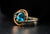 14k White and Rose Gold Blue Zircon and Diamond Ring