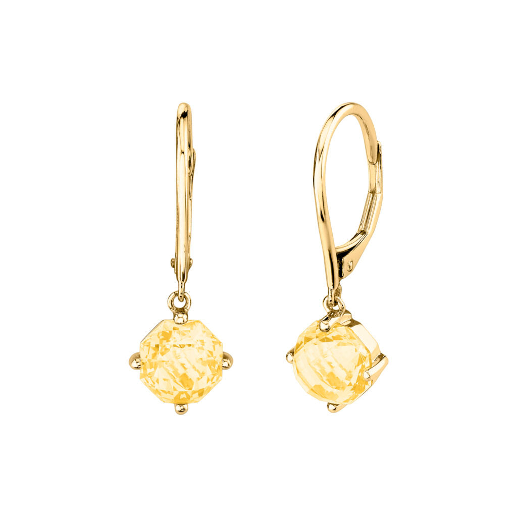 14k Yellow Gold Citrine Drop Earrings