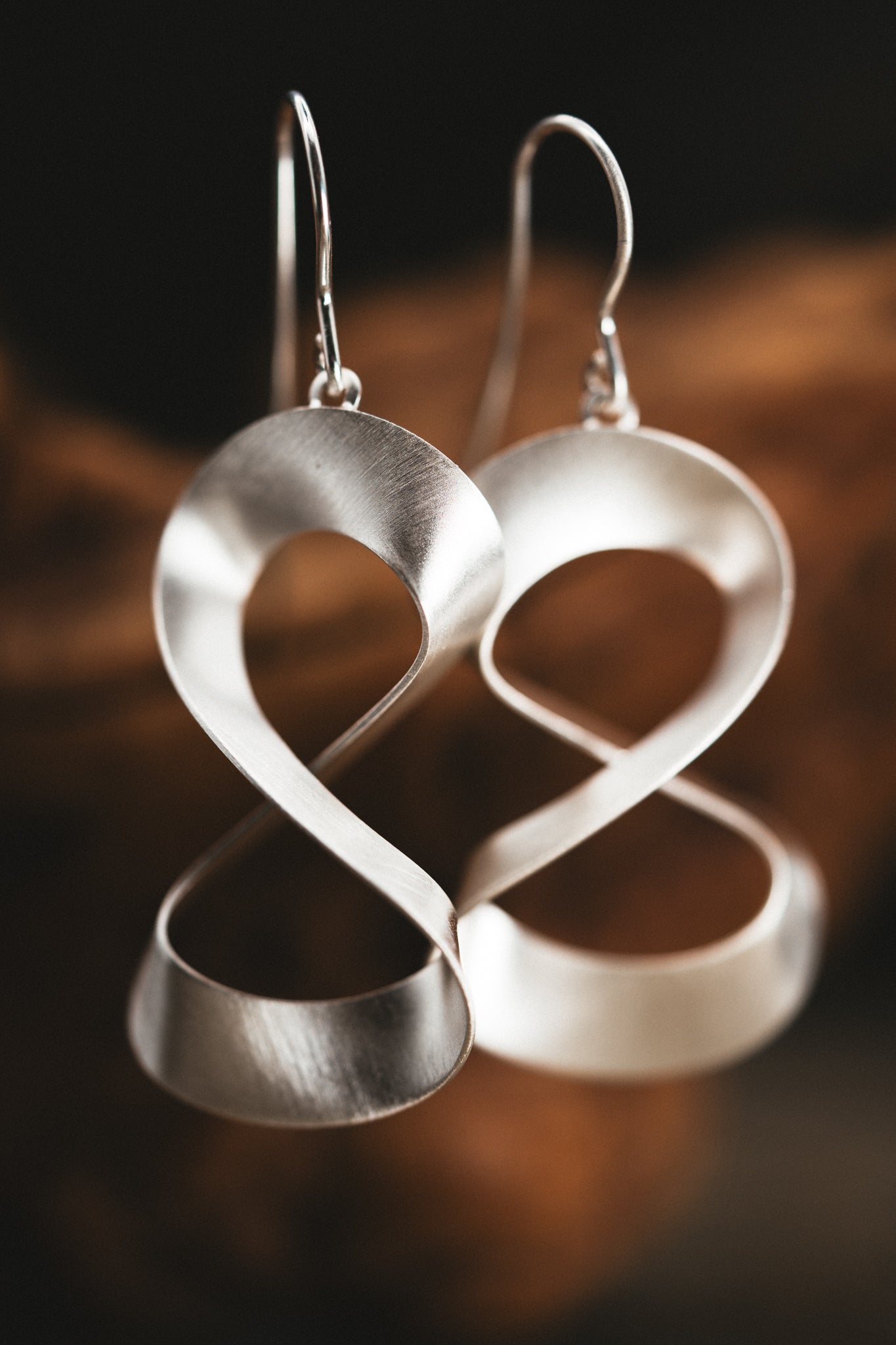 Sterling Silver 3-D Ribbon Earrings