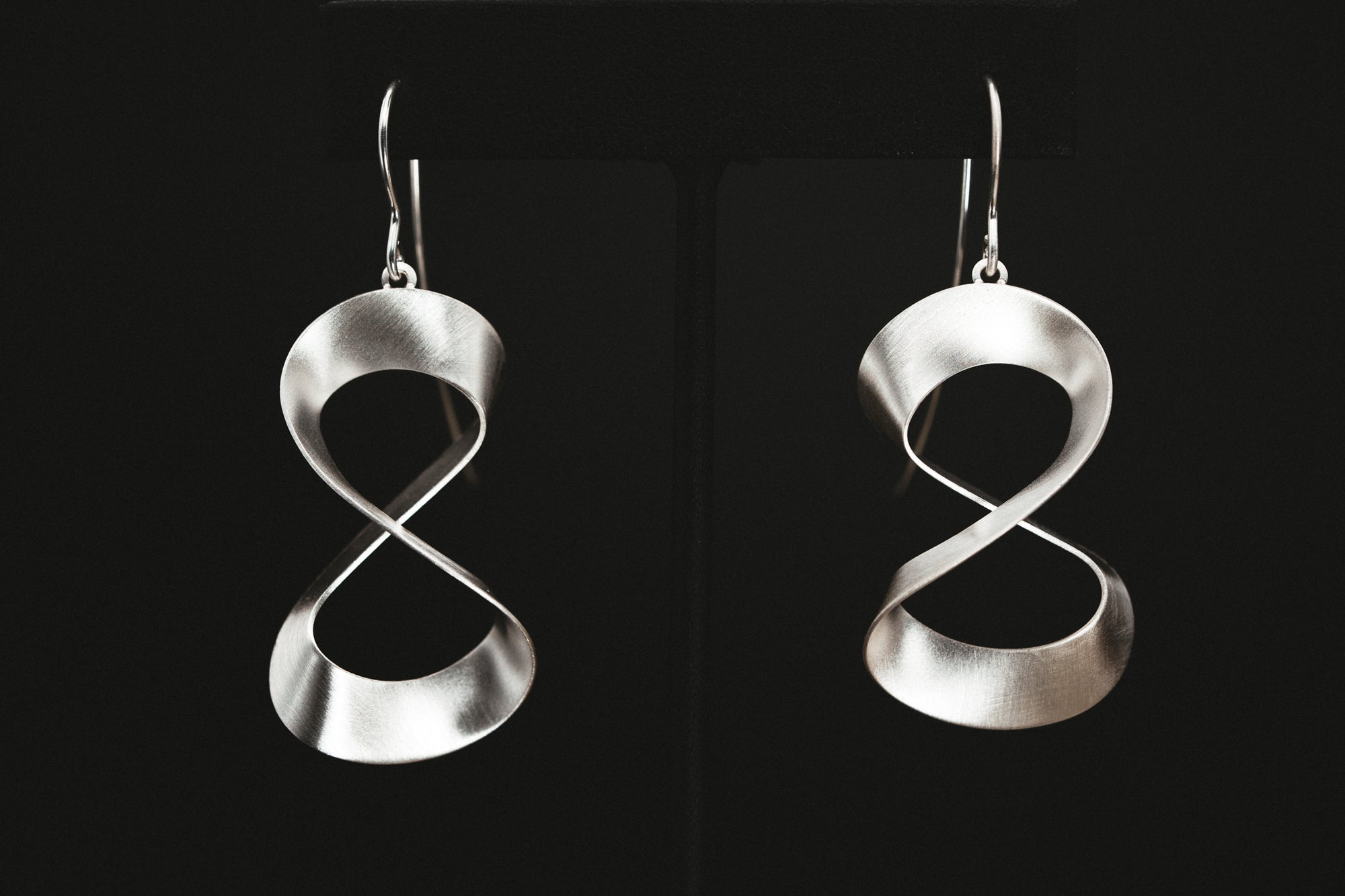 Sterling Silver 3-D Ribbon Earrings