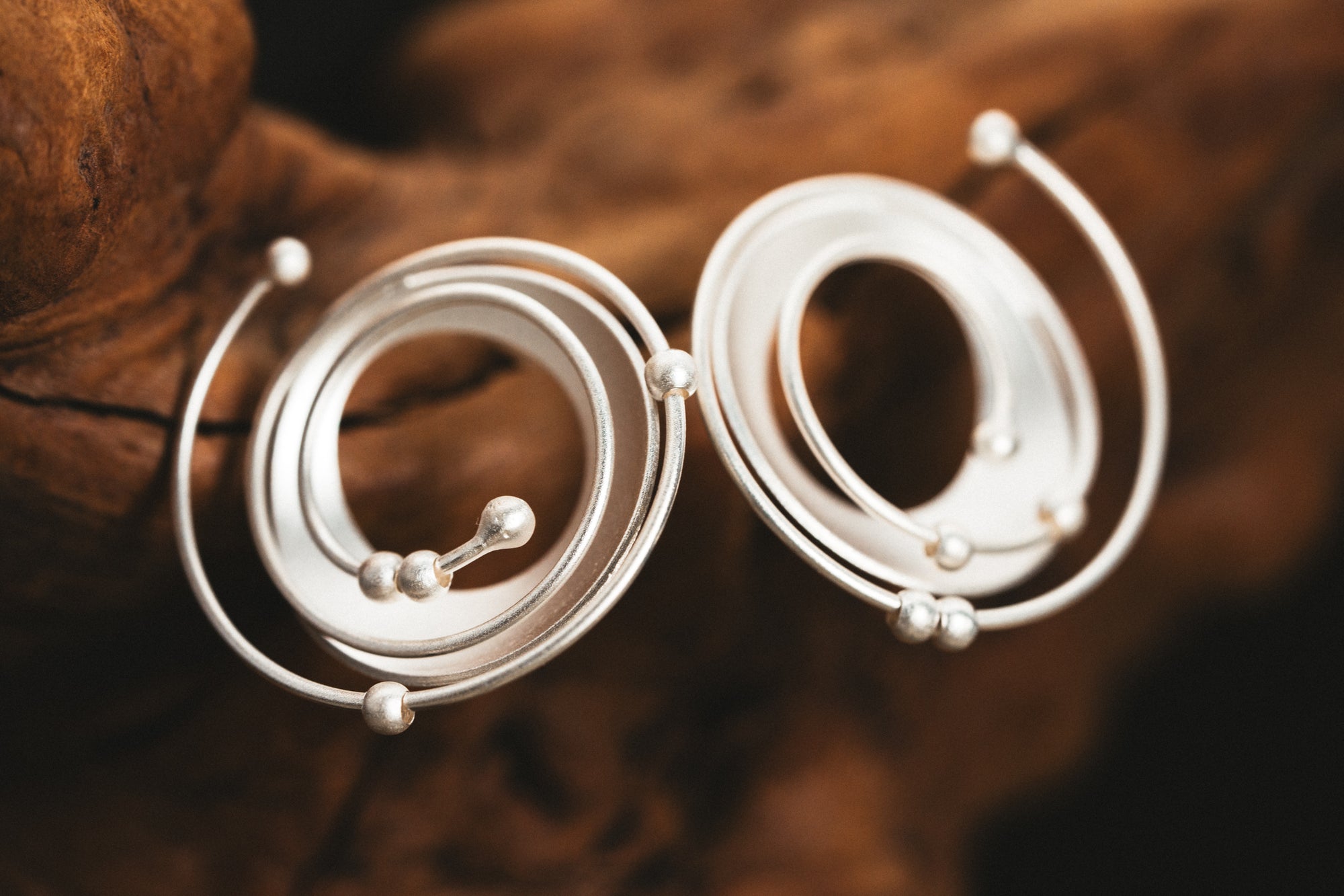 Sterling Silver Atom Earrings