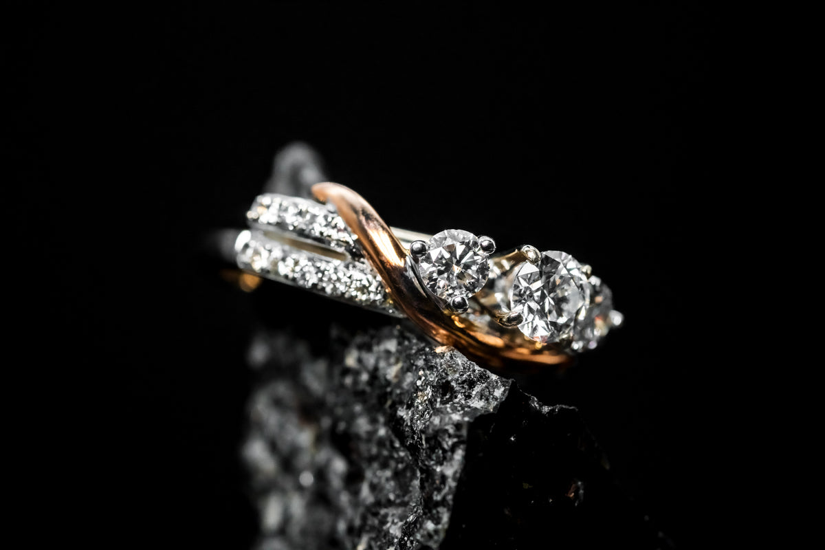 14k Two-Tone Diamond Wedding Set