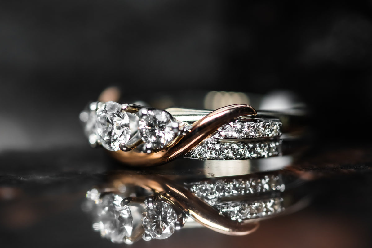 14k Two-Tone Diamond Wedding Set