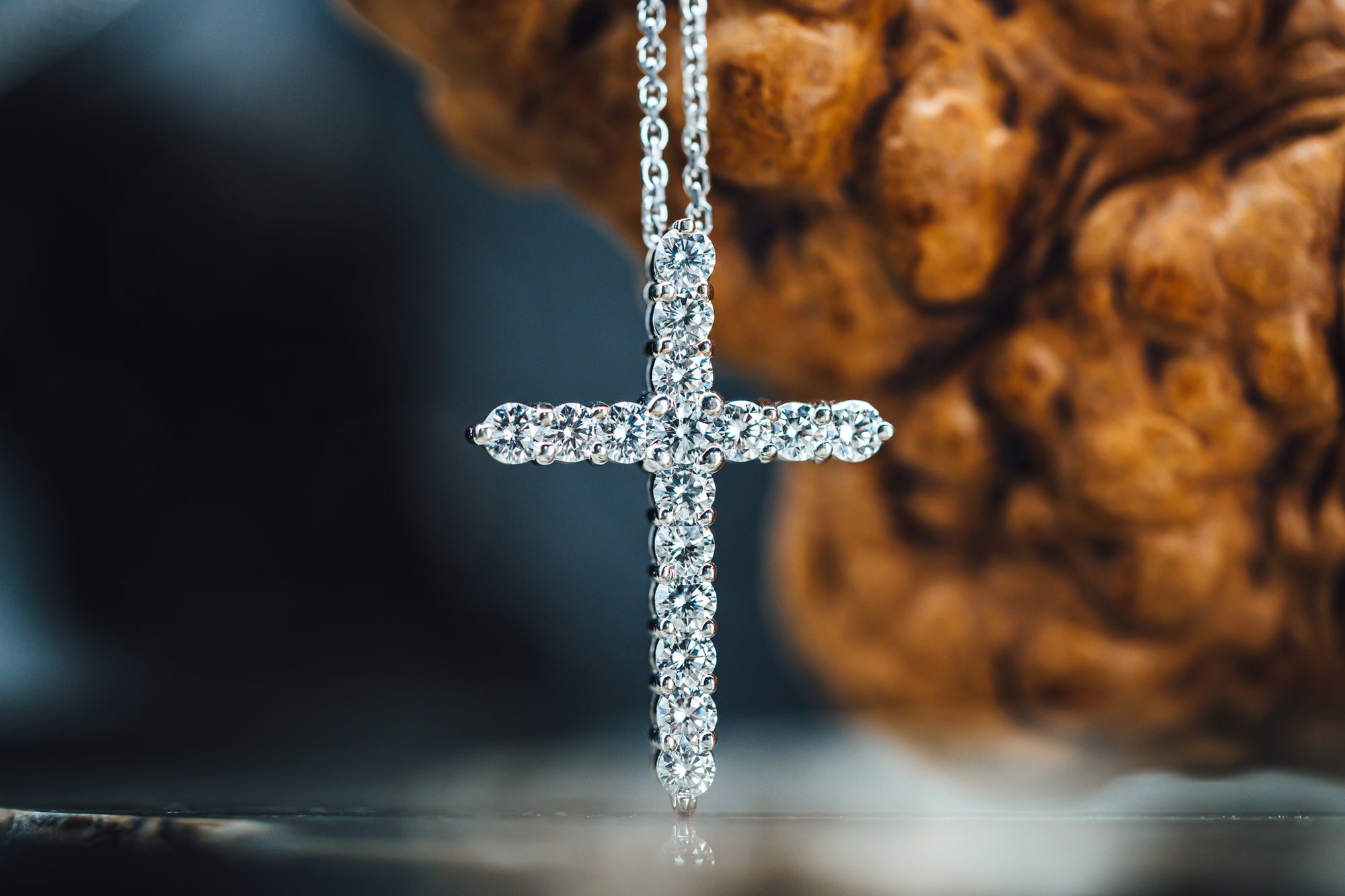 14k White gold Diamond Cross Pendant