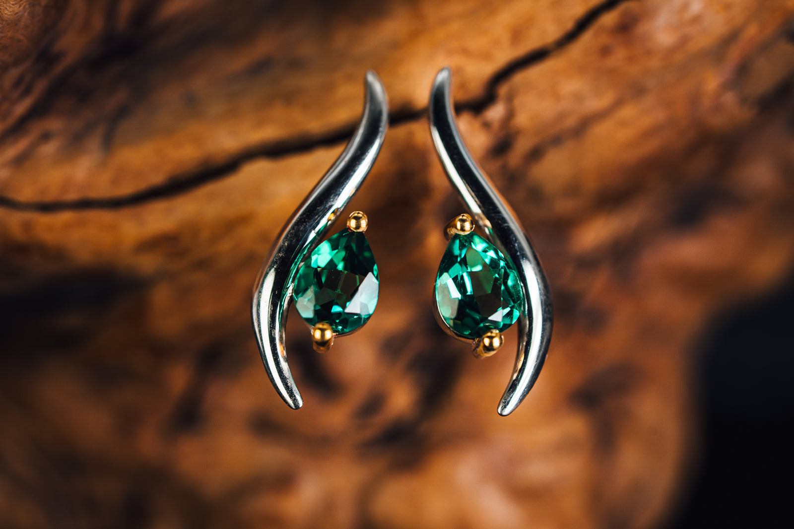 Sterling Silver Green Quartz Earrings