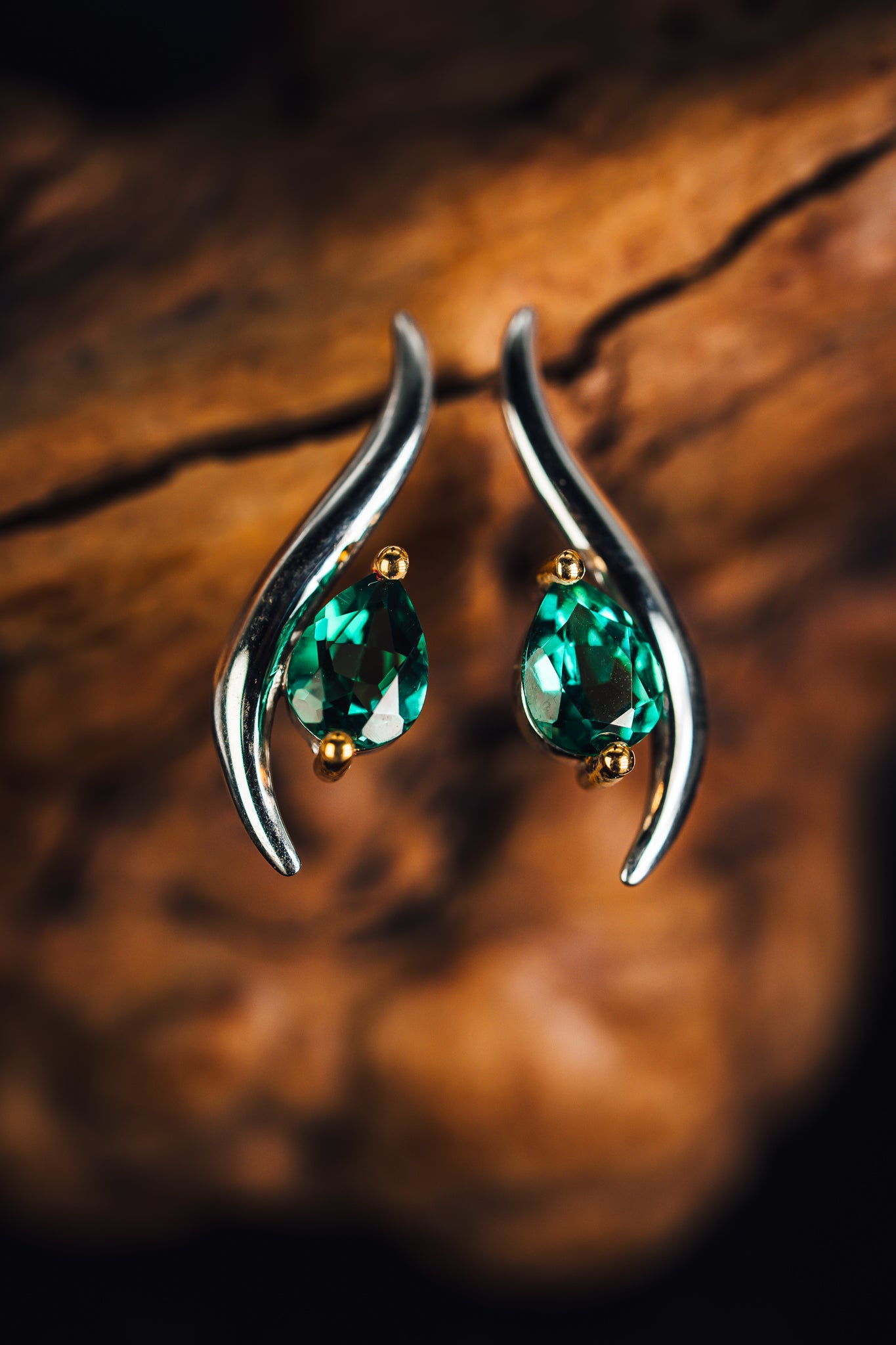 Sterling Silver Green Quartz Earrings