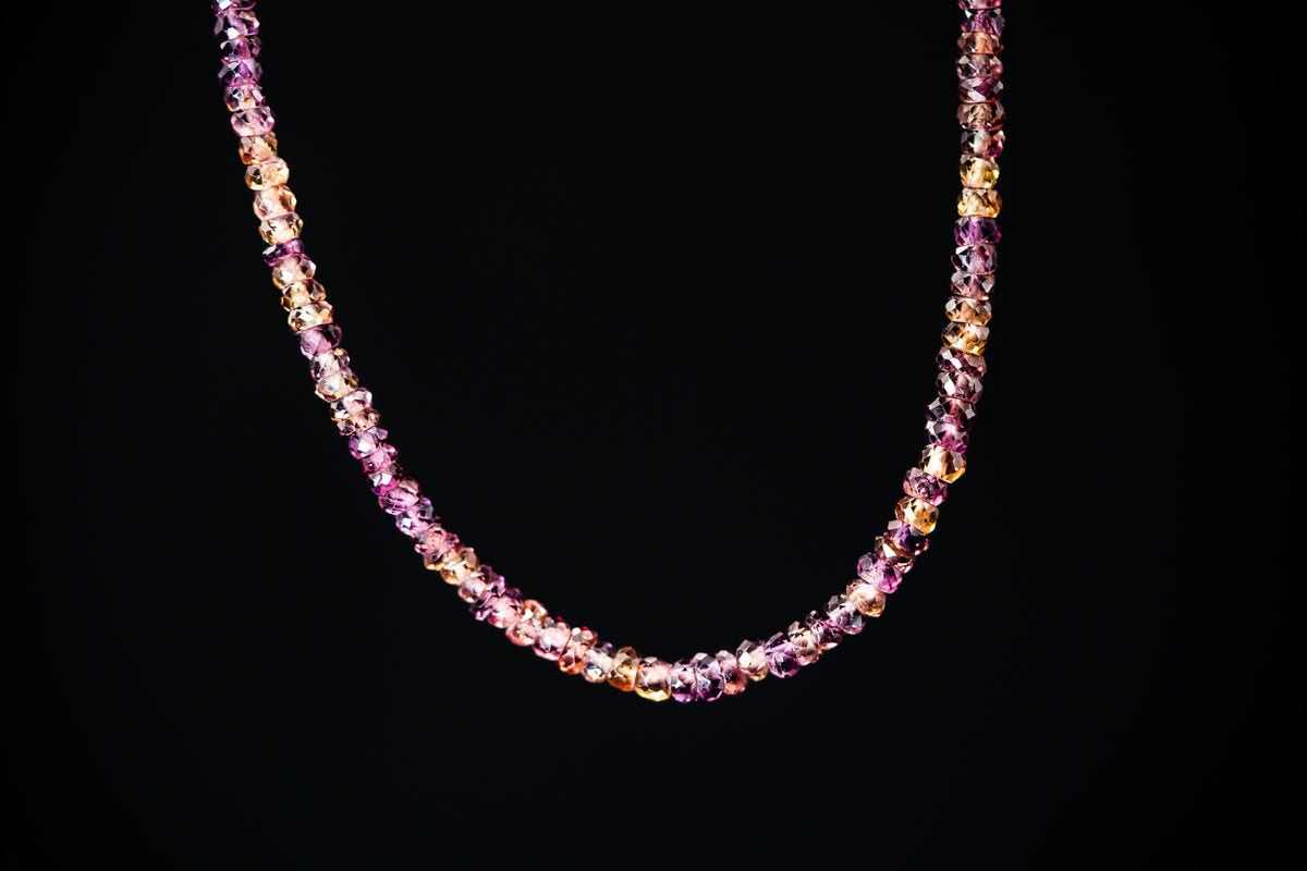 14k White Gold Rose Cut Rasberry Sapphire Necklace