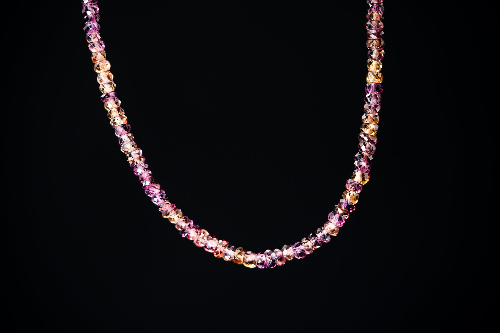 14k White Gold Rose Cut Rasberry Sapphire Necklace