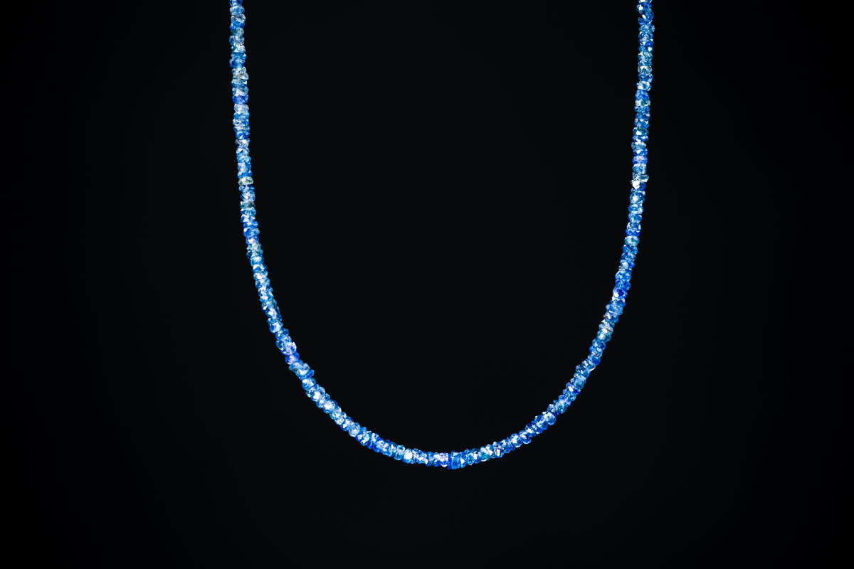 14k White Gold Rose Cut Sapphire Necklace