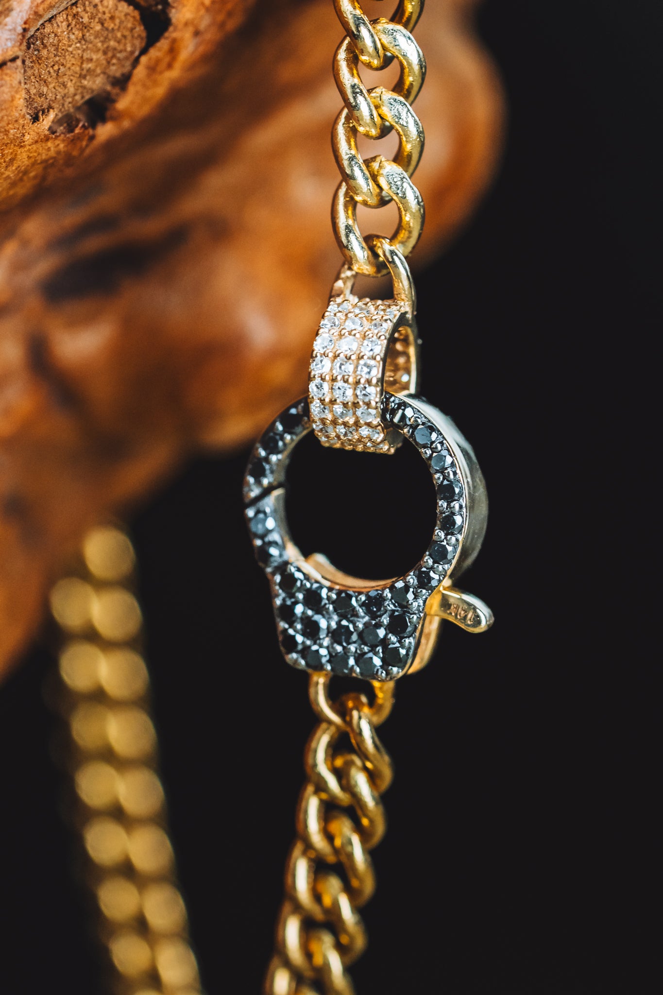 14k Yellow Gold Black and White Diamond Bracelet