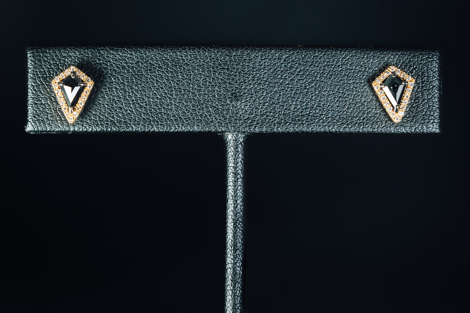 14k Yellow Gold Black and White Diamond Earrings