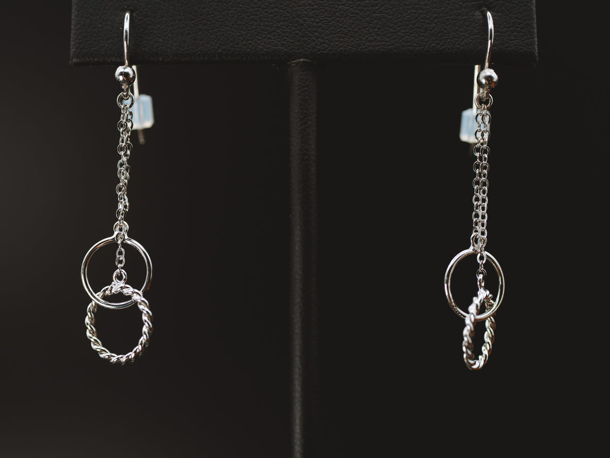 Sterling Twist Ring Interlock Earrings