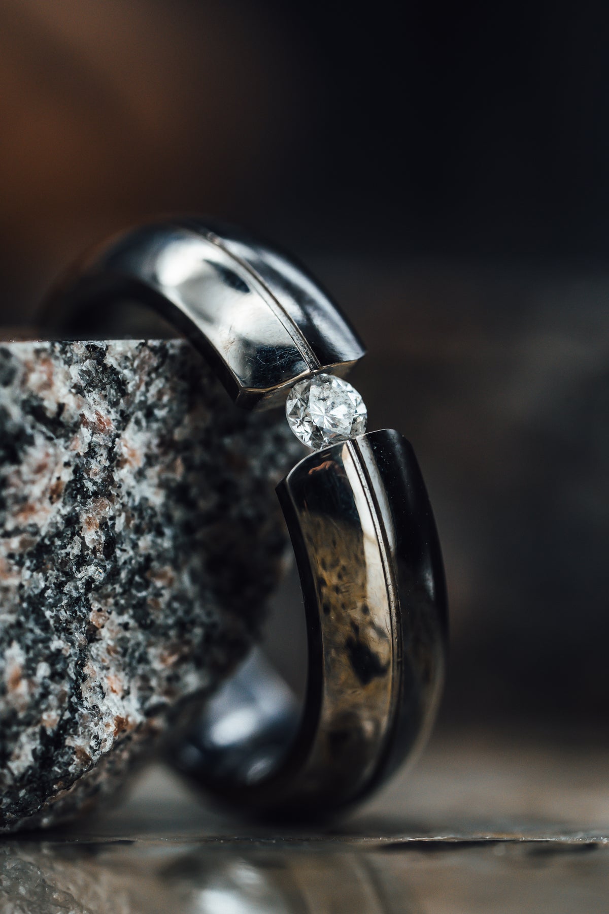 Titanium Tension Set Diamond Ring