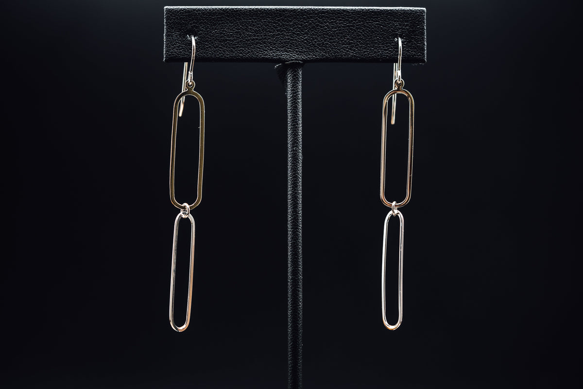 Sterling Silver Lg Paper Clip Drop Earrings