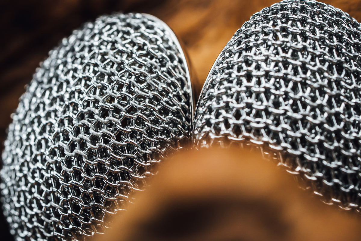 Sterling Silver Mesh Domed Earrings