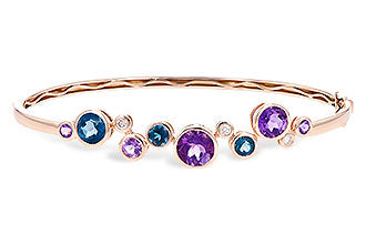 14k Rose Gold Amethyst Blue Topaz and Diamond Bracelet