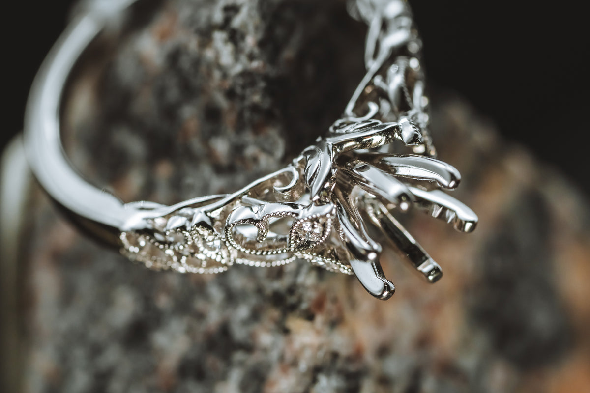 14k White Gold Semi-Mount and Melee Diamond Ring