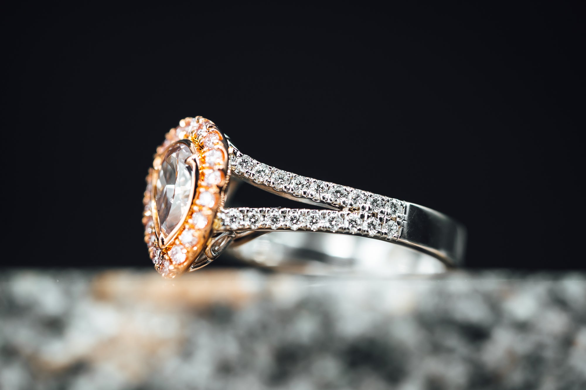 14k White & Rose Gold Diamond Engagement Ring