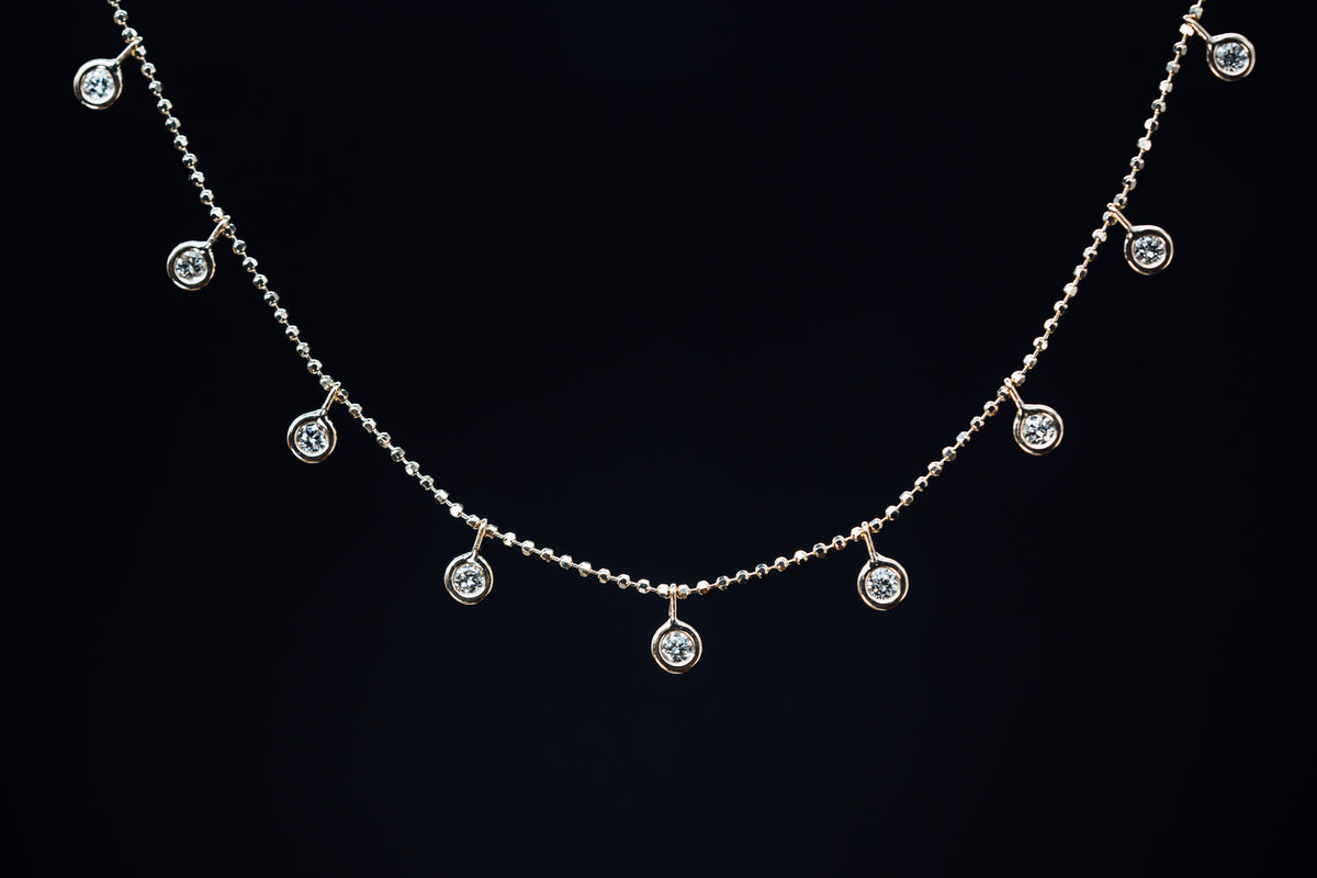 14k Yellow Gold Station Necklace