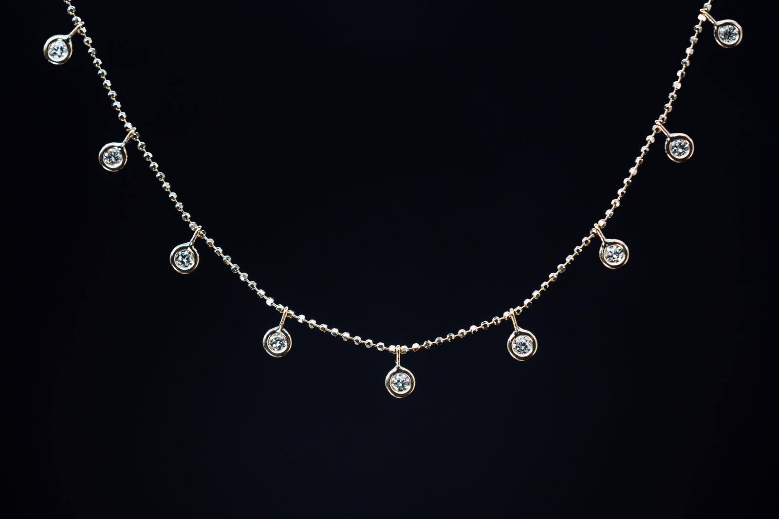 14k Yellow Gold Station Necklace