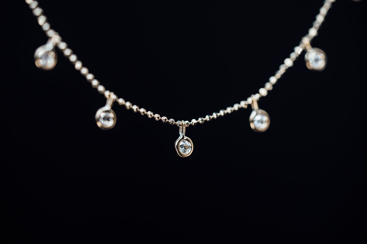 14k Yellow Gold Station Necklace