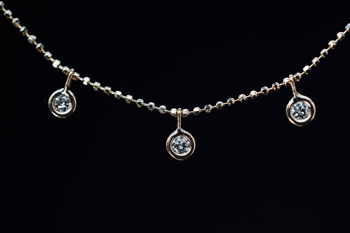 14k Yellow Gold Station Necklace