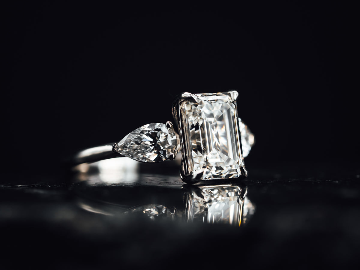 14k White Gold 3 Stone Diamond Engagement Ring