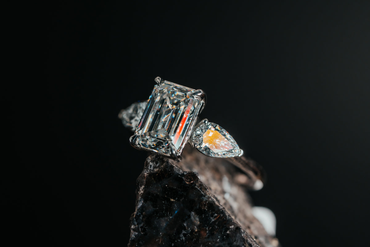 14k White Gold Lab Grown Diamond 3 Stone Ring