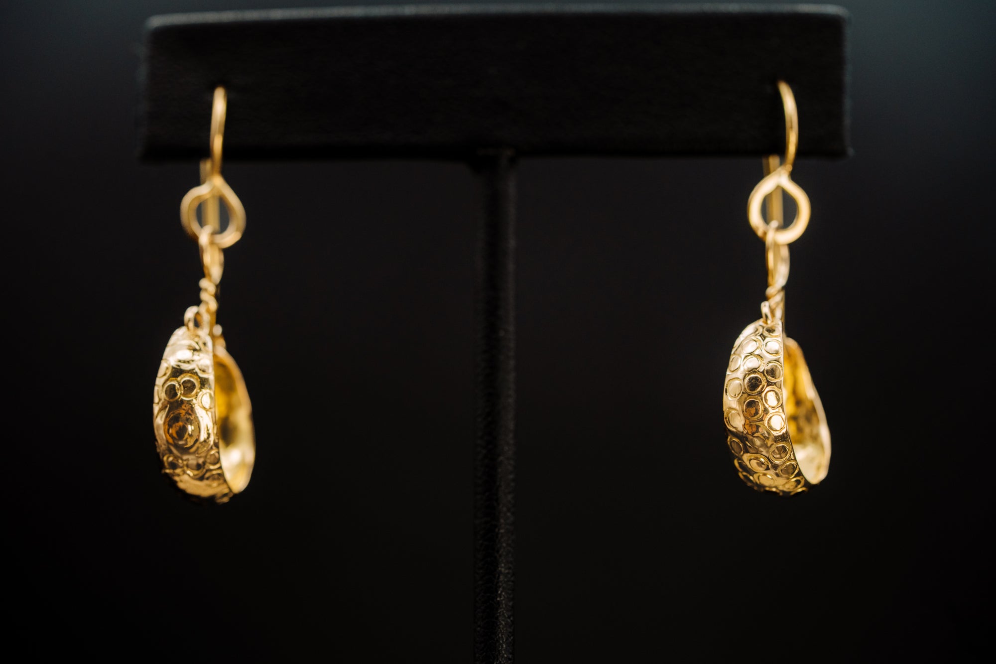 18k Yellow Gold Custom Drop Hoop Earrings