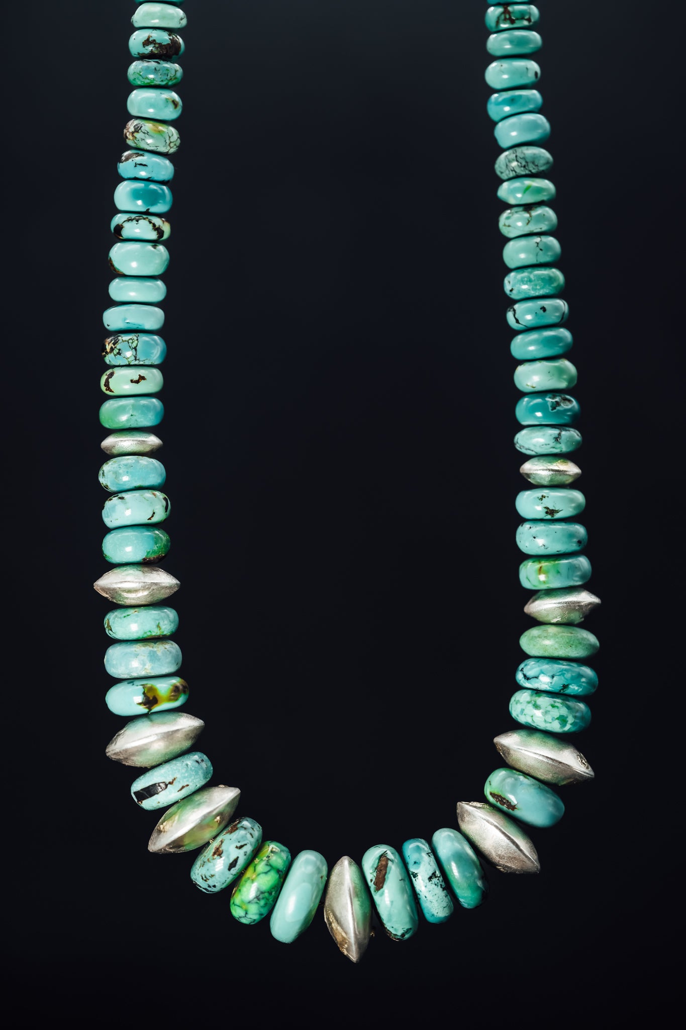 Sterling Silver/22k Yellow Gold Turquoise Necklace