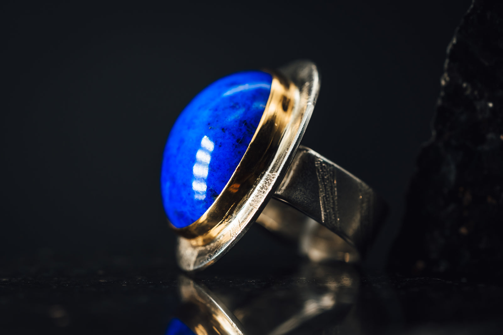 Sterling Silver/22k Yellow Gold Lapis Ring