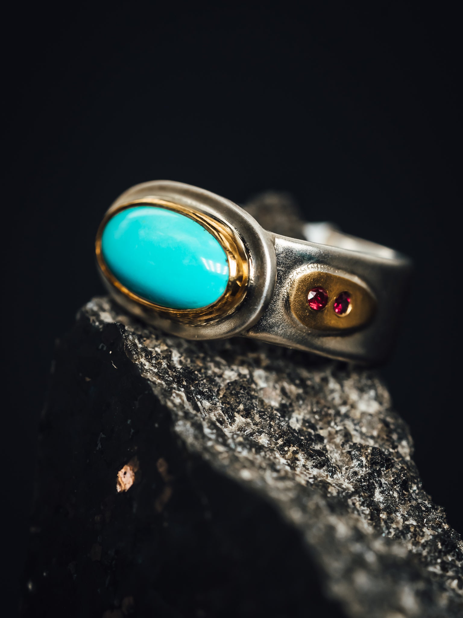 Turquoise and ruby ring hotsell
