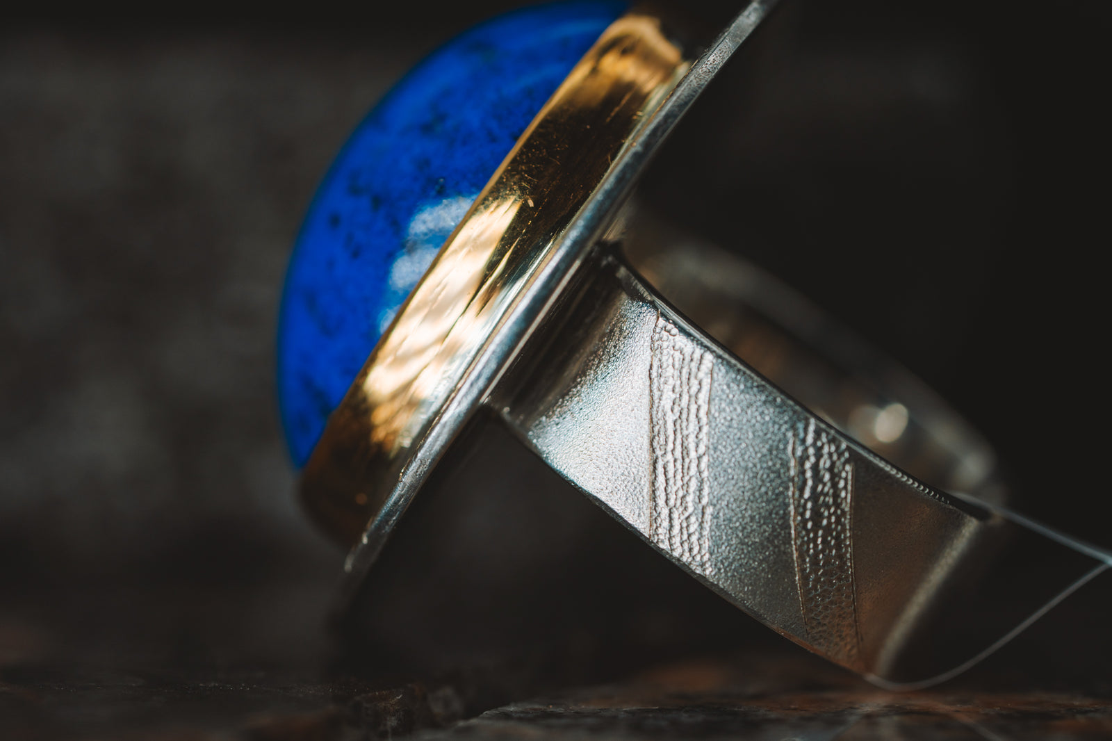 Sterling Silver/22k Yellow Gold Lapis Ring