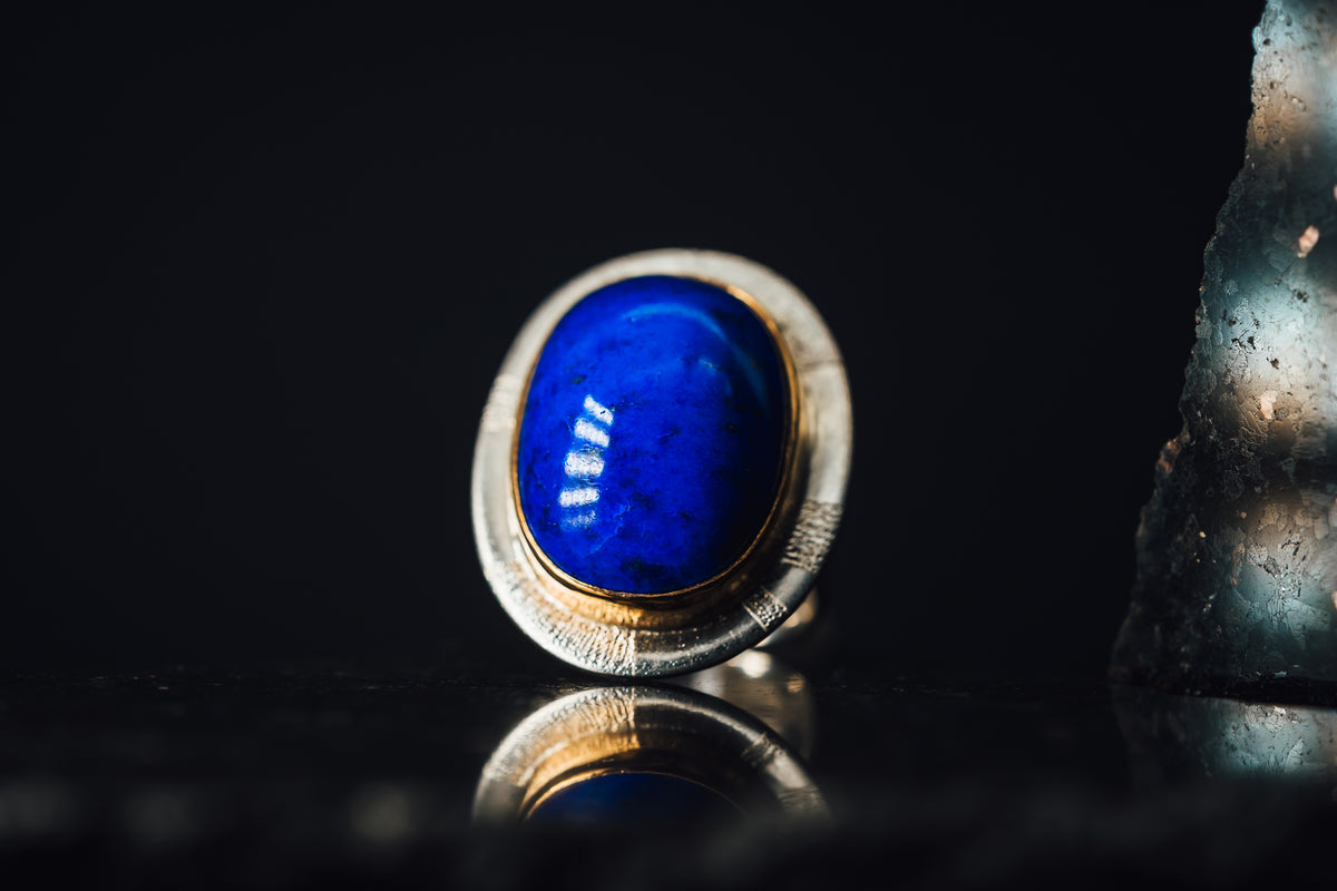 Sterling Silver/22k Yellow Gold Lapis Ring