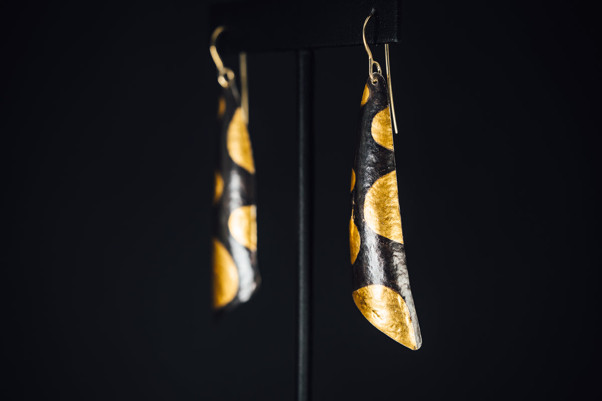 Oxidized Sterling Silver and 23.5k Keum-Boo Earrings