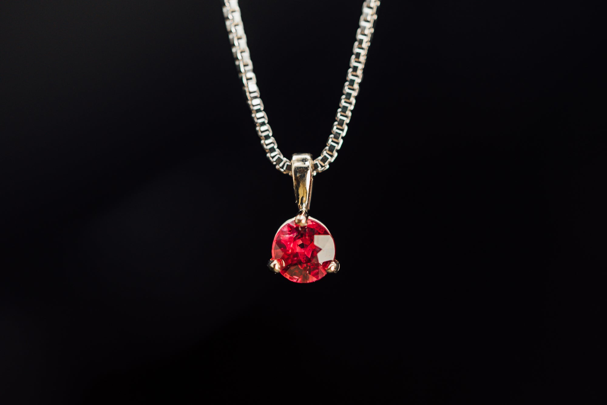14k White Gold Ruby Solitaire Pendant