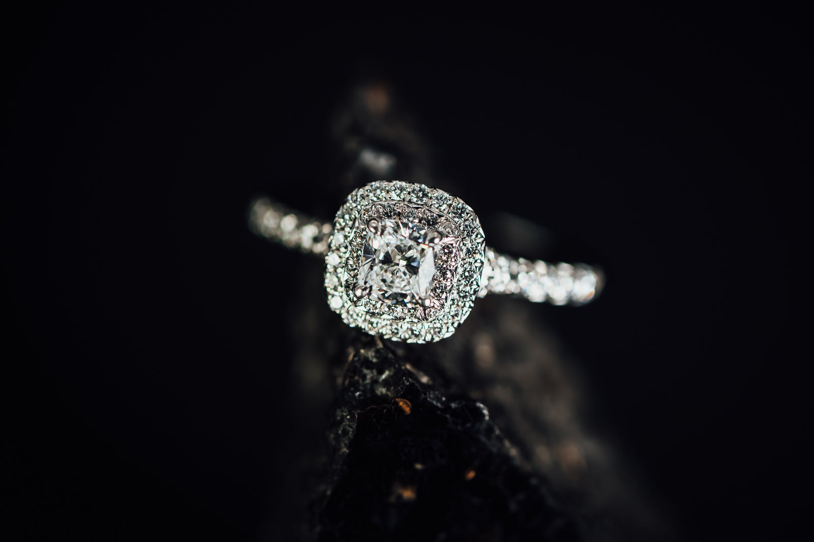 Platinum and Diamond Double Halo  Ring