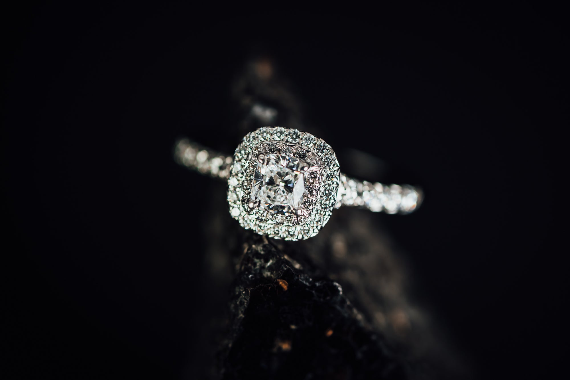Platinum and Diamond Double Halo  Ring