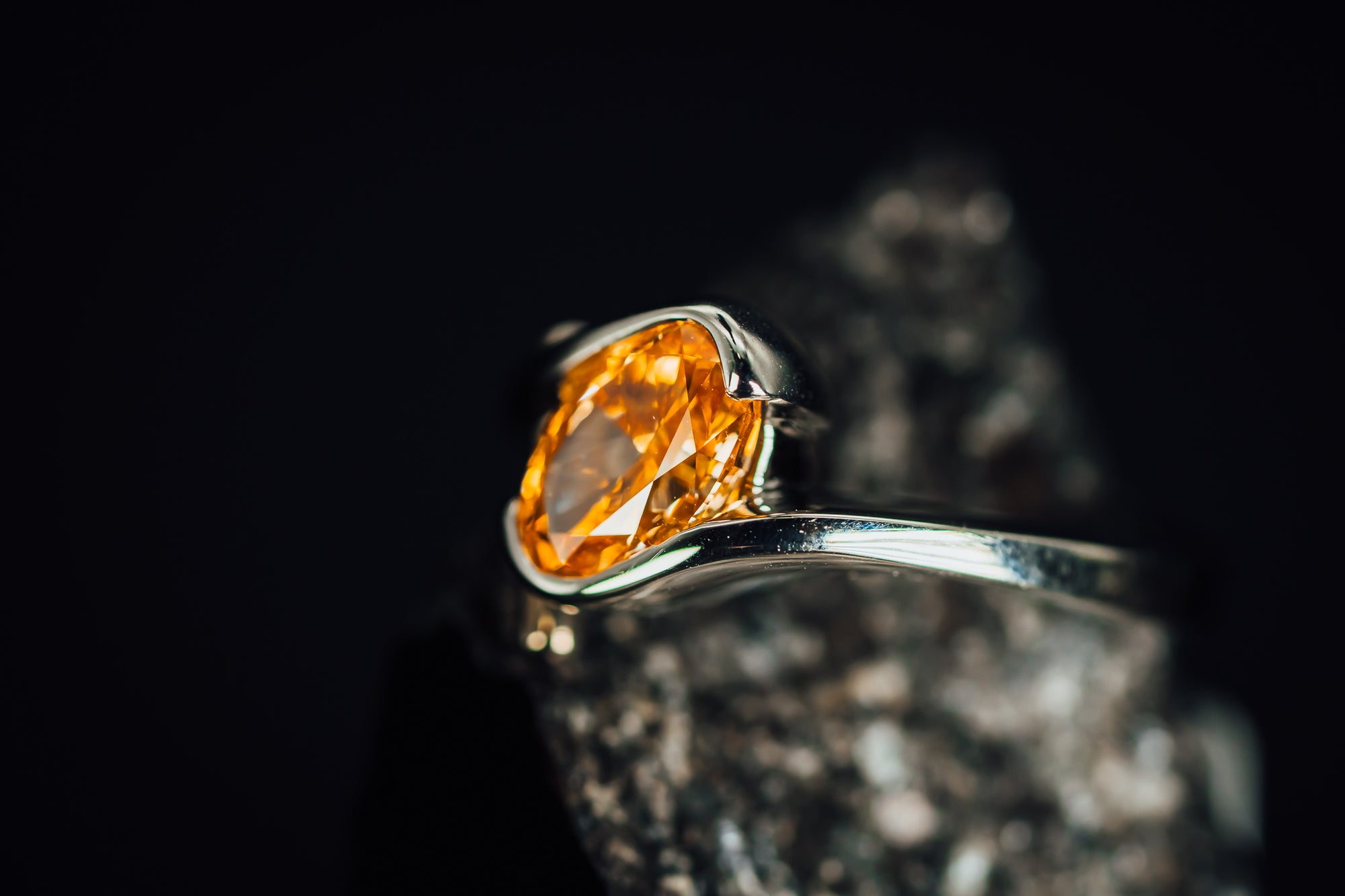 14k White Gold Lab Grown Orange Diamond Ring