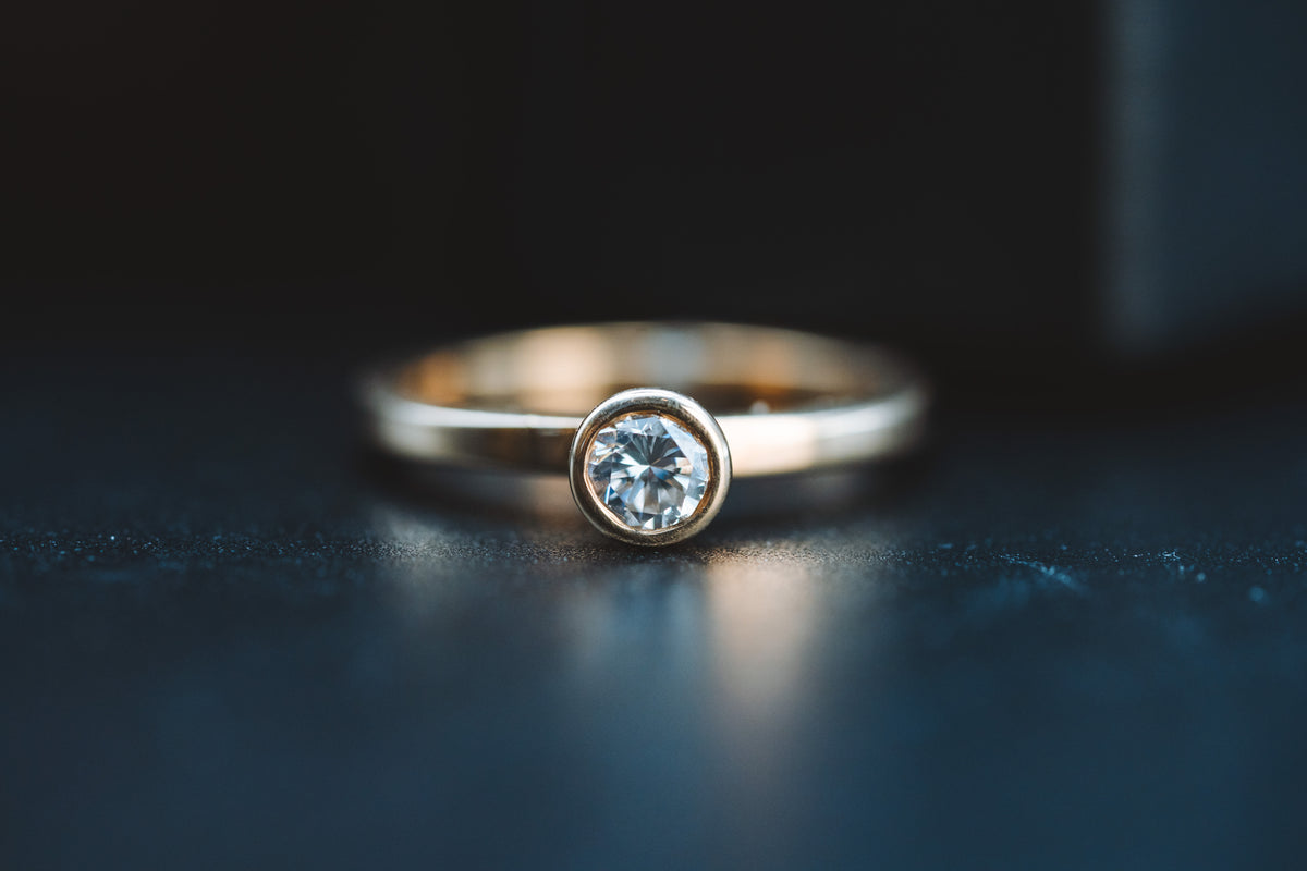 14k Yellow Gold Diamond Stacker Ring