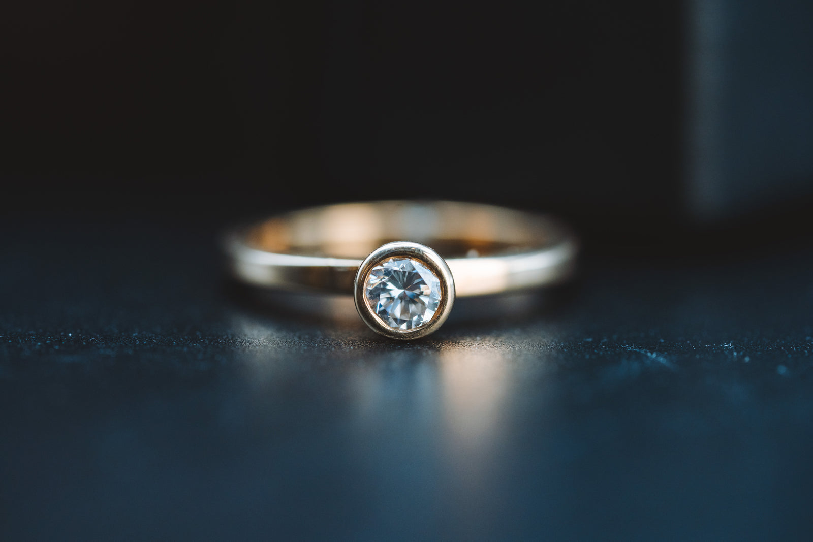 14k Yellow Gold Diamond Stacker Ring