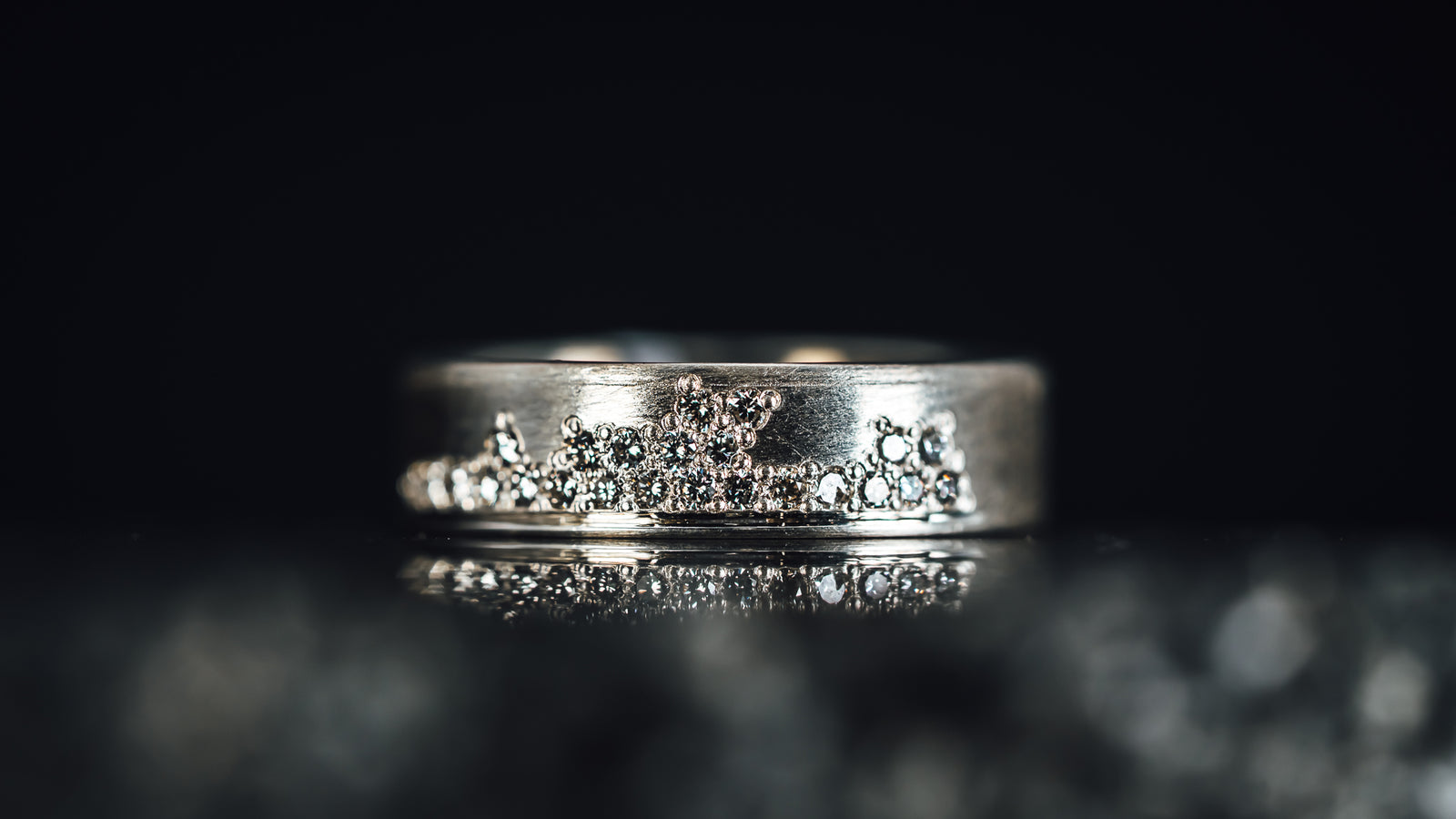Sterling Silver Ring with Pave' Set Diamonds
