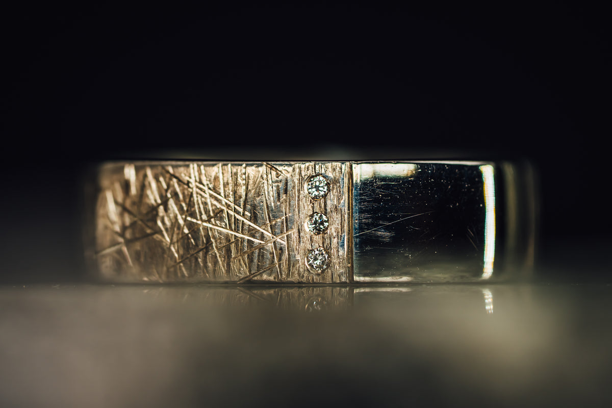 14k White Gold Square Men&#39;s Diamond Ring