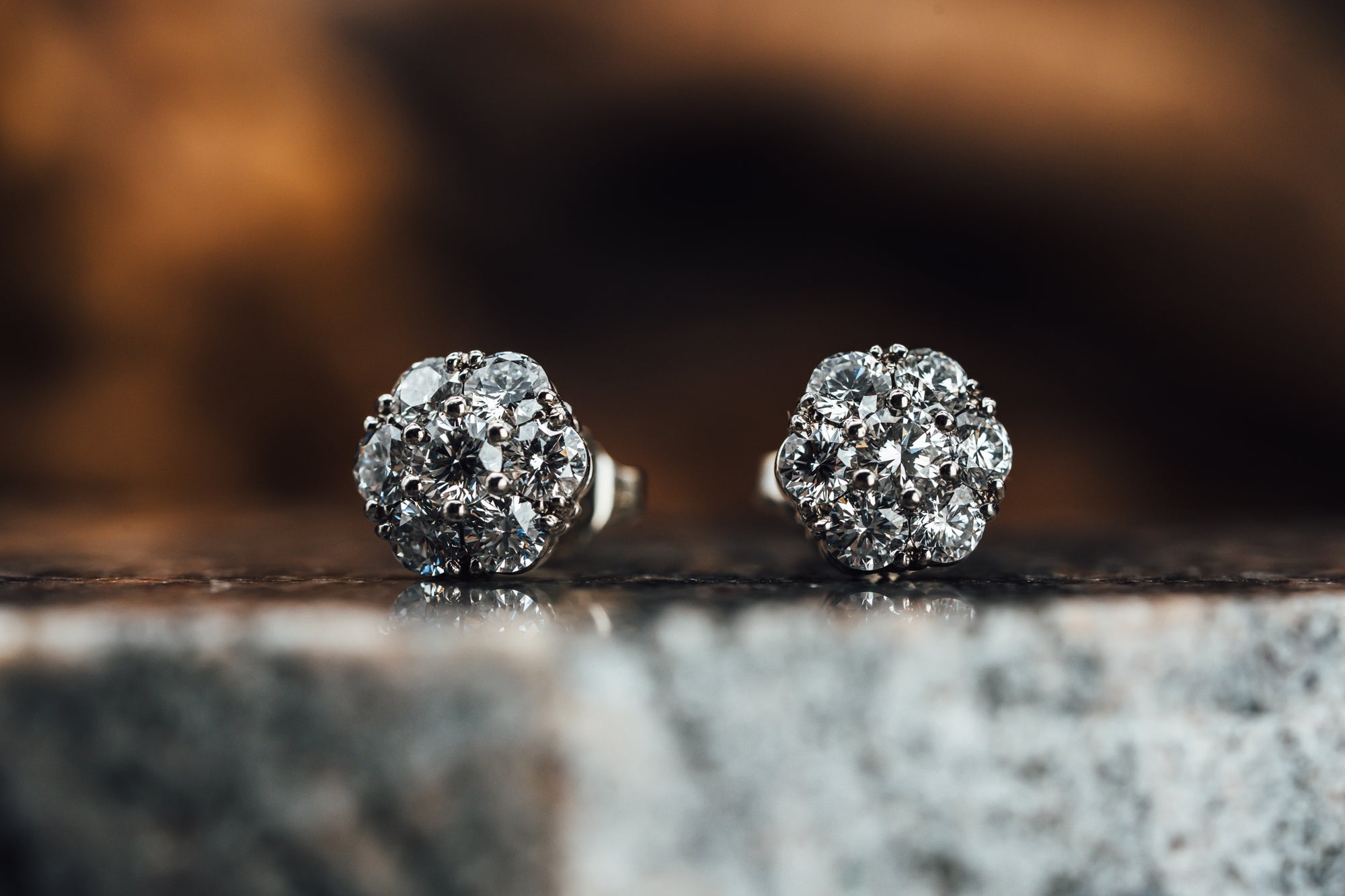 14k White Gold Pave' Diamond Earrings